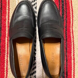 J. Crew Classic Black Leather Slip-On Loafers